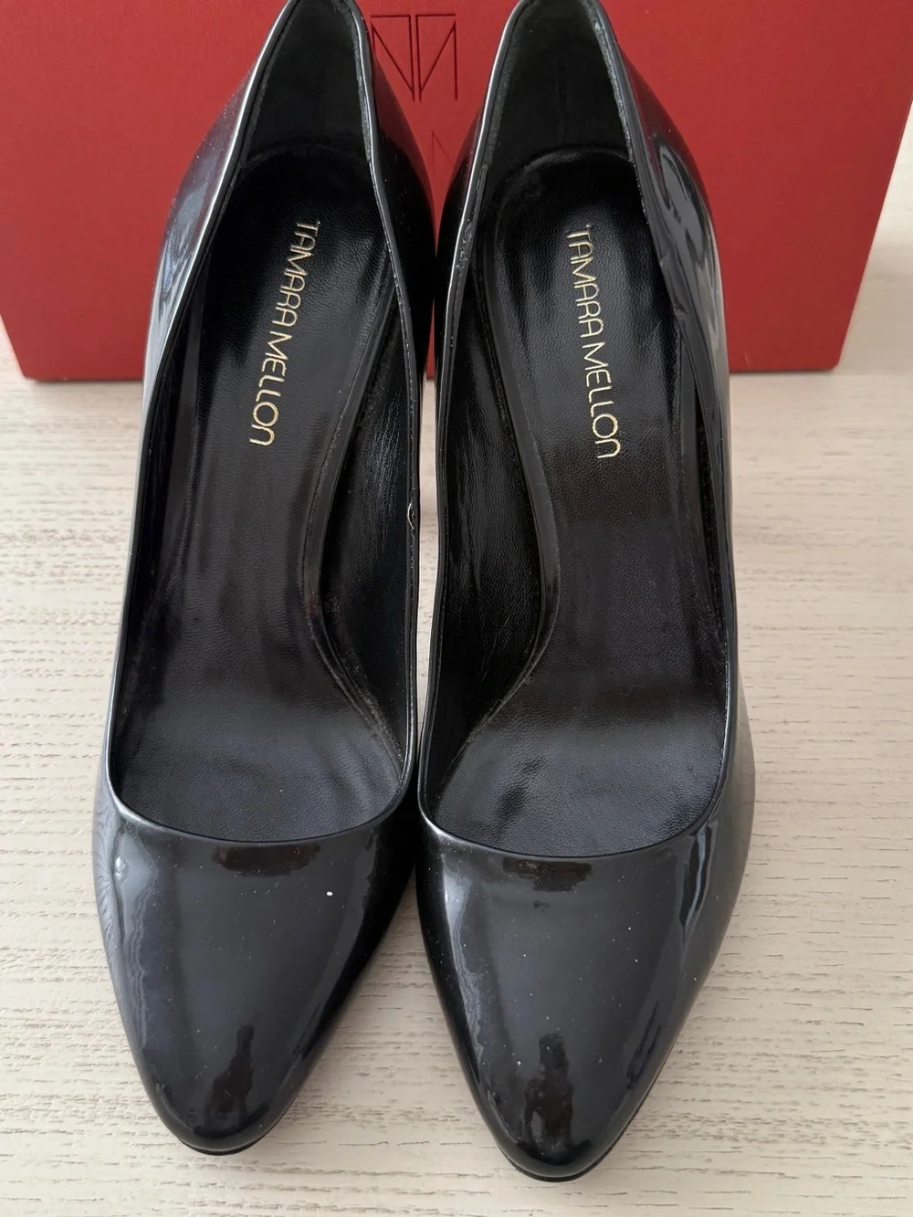 Tamara Mellon Black Patent Leather Pointed Stiletto Pumps